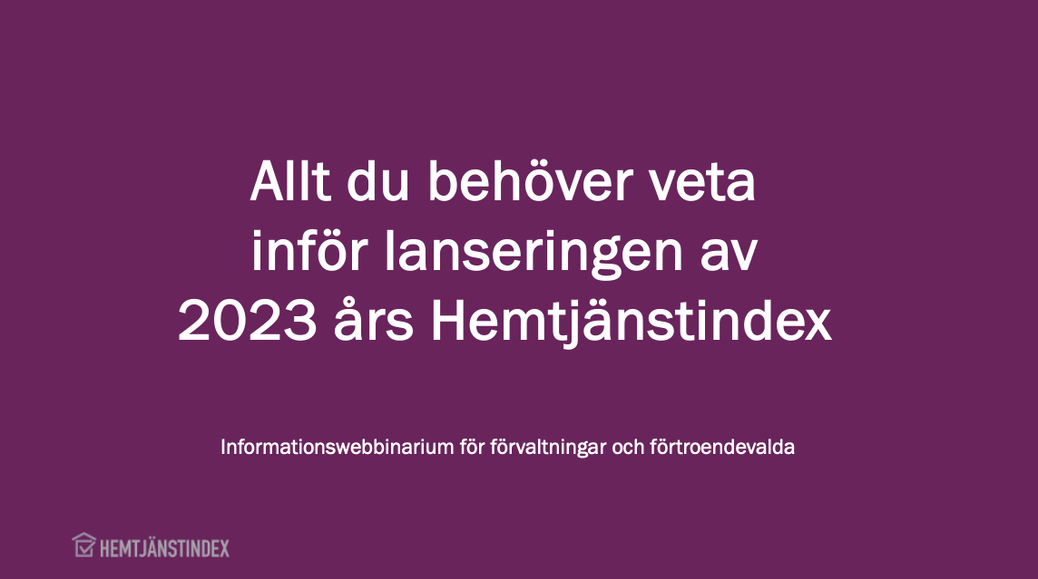 Webbinarium för kommuner inför lanseringen av 2023 års index